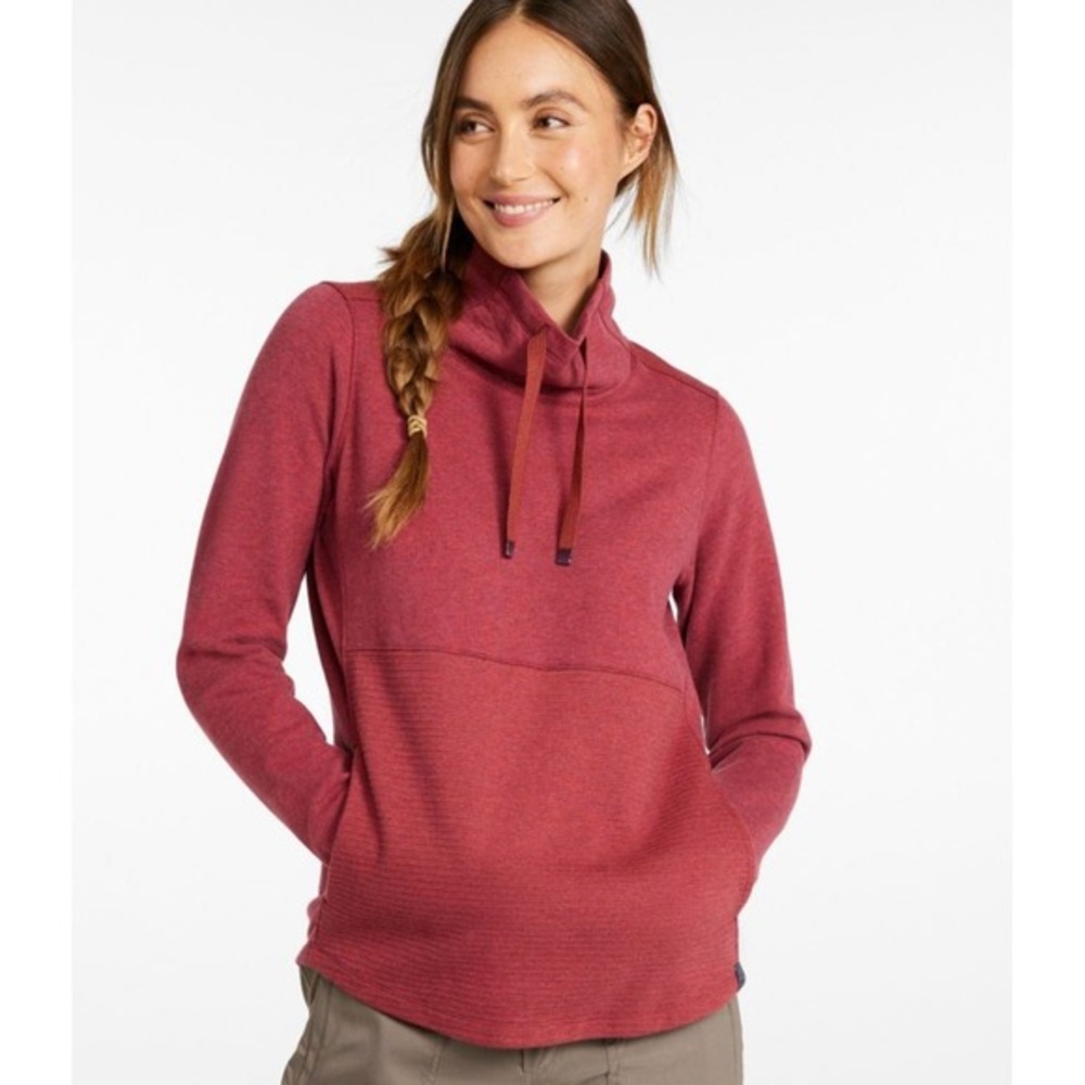 LLBean Women's Plus Size Burgundy Cowl Neck Pullover Sweater 1X